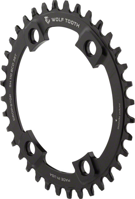 Corona Ellittica Wolf Tooth 36 Denti 110 BCD &ndash; Alluminio Nero Per Bici Da Strada E MTB