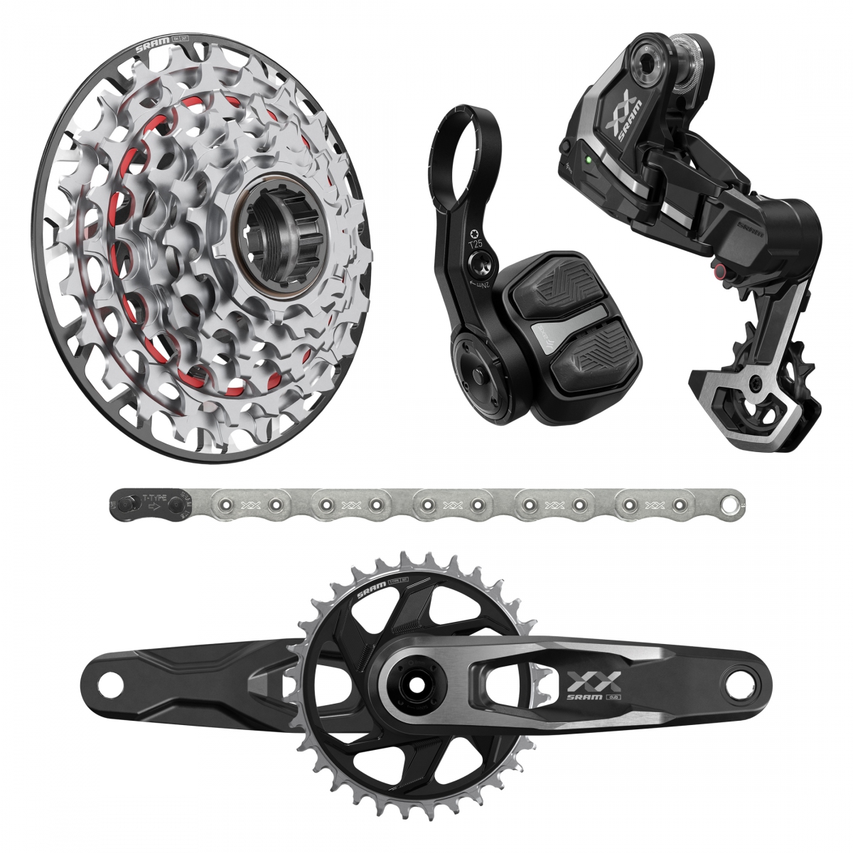 SRAM XX Downhill T-Type Crankset - 155mm, 7-Speed, 34t 6mm Offset